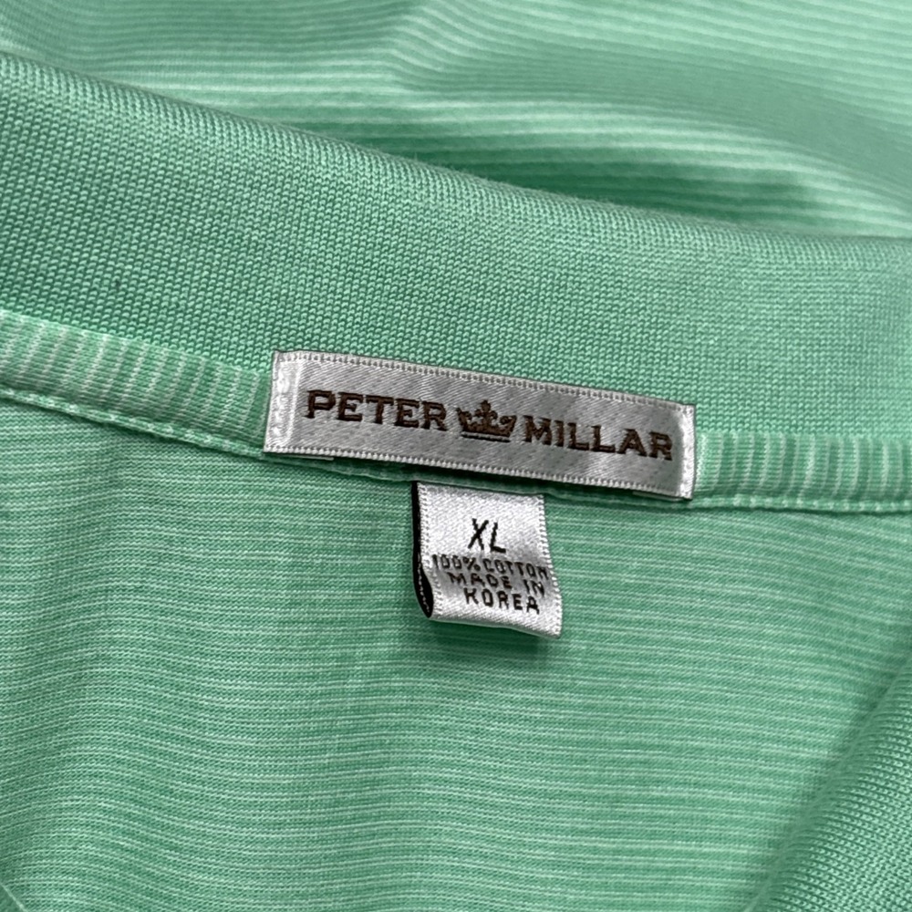 Peter Millar Polo Shirt Mens XL Green Stripe Short Sleeve Golf Cotton Stretch - Picture 7 of 7